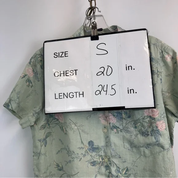 Lauren Ralph Lauren Mint Green Floral Tropical Linen Top Women’s Size Small - Picture 10 of 14